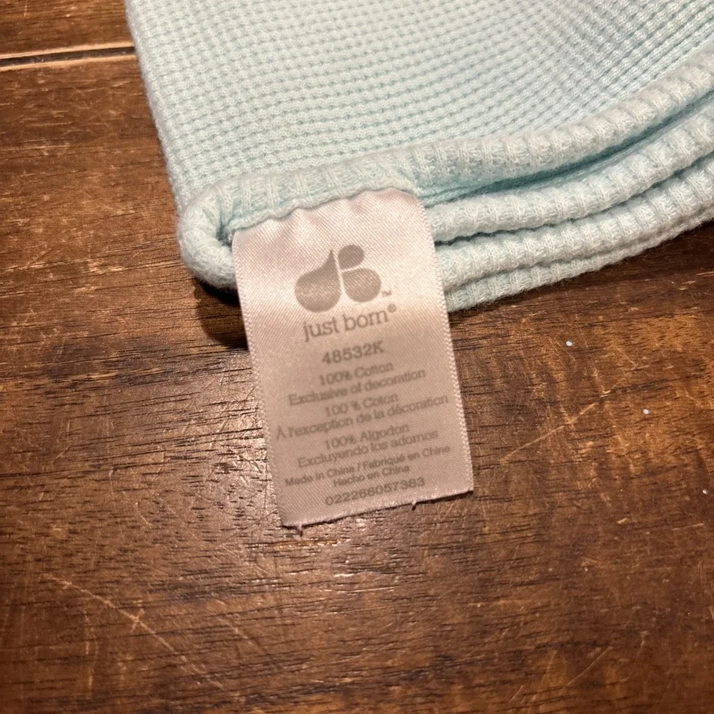 Just Born Baby Blanket Light Teal Blue Owl Receiving Thermal‎ Cotton Security